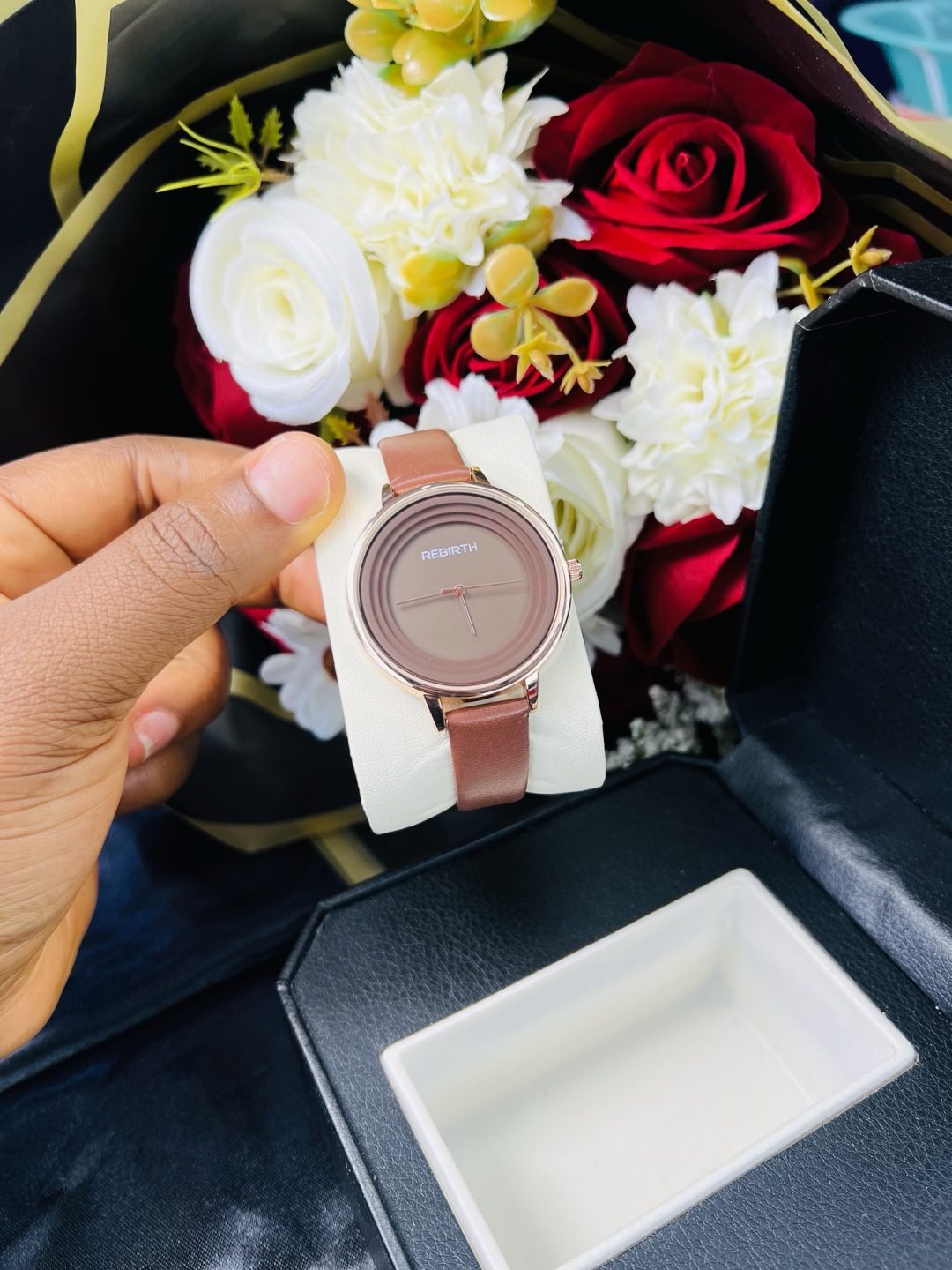 Rebirth brown leather watch