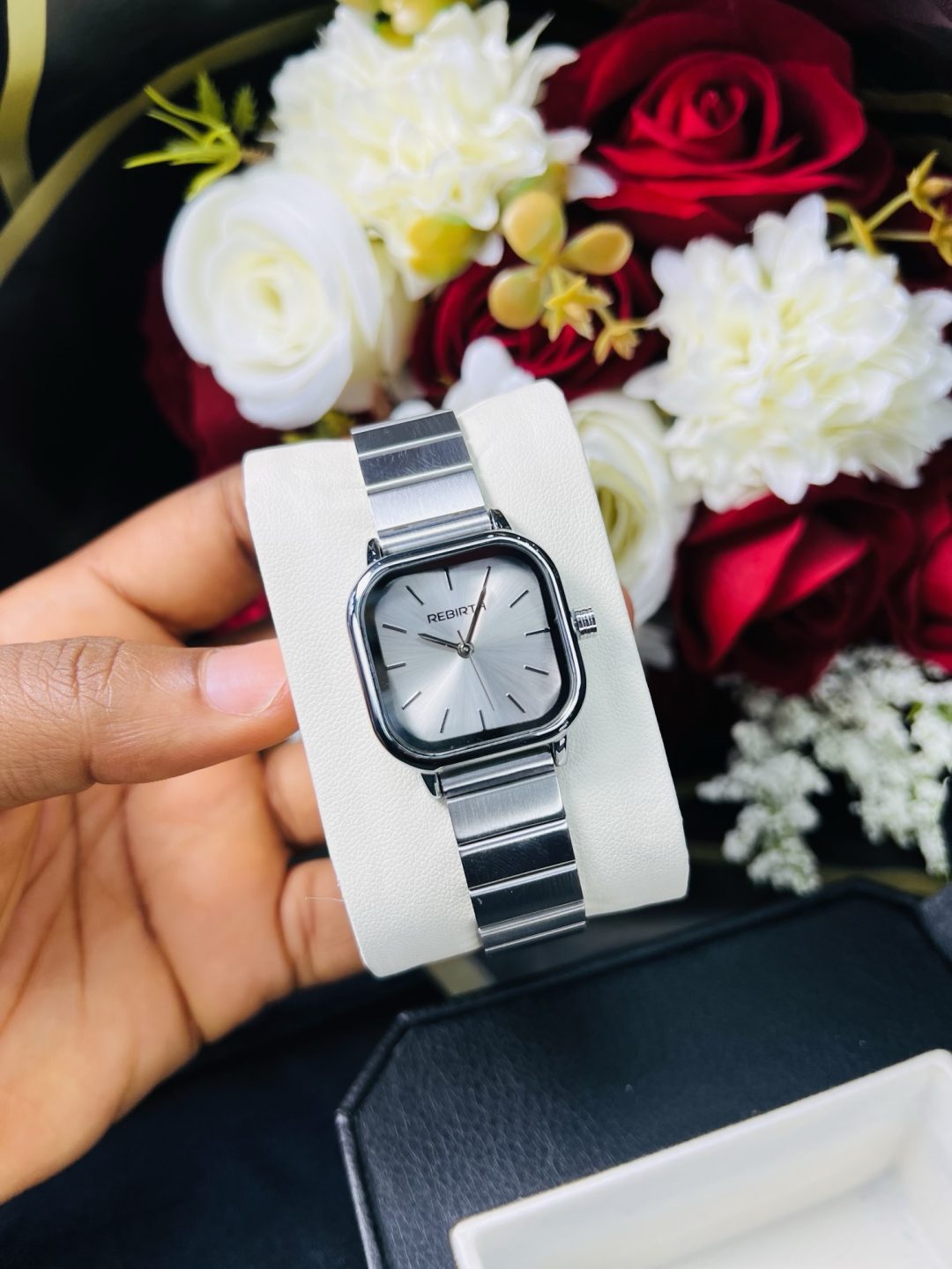 Rebirth silver square white face watch - Image 2