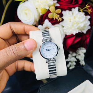 Rebirth silver circle ice dial watch