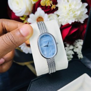 Rebirth silver Blue face oval watch