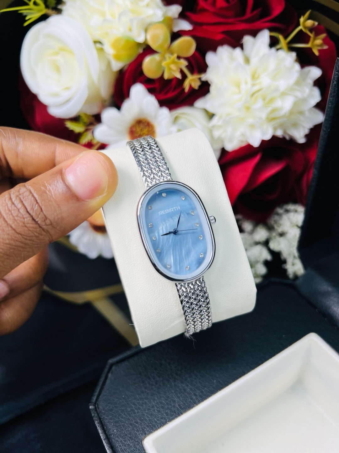 Rebirth silver Blue face oval watch - Image 2
