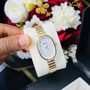 Rebirth gold white face oval watch