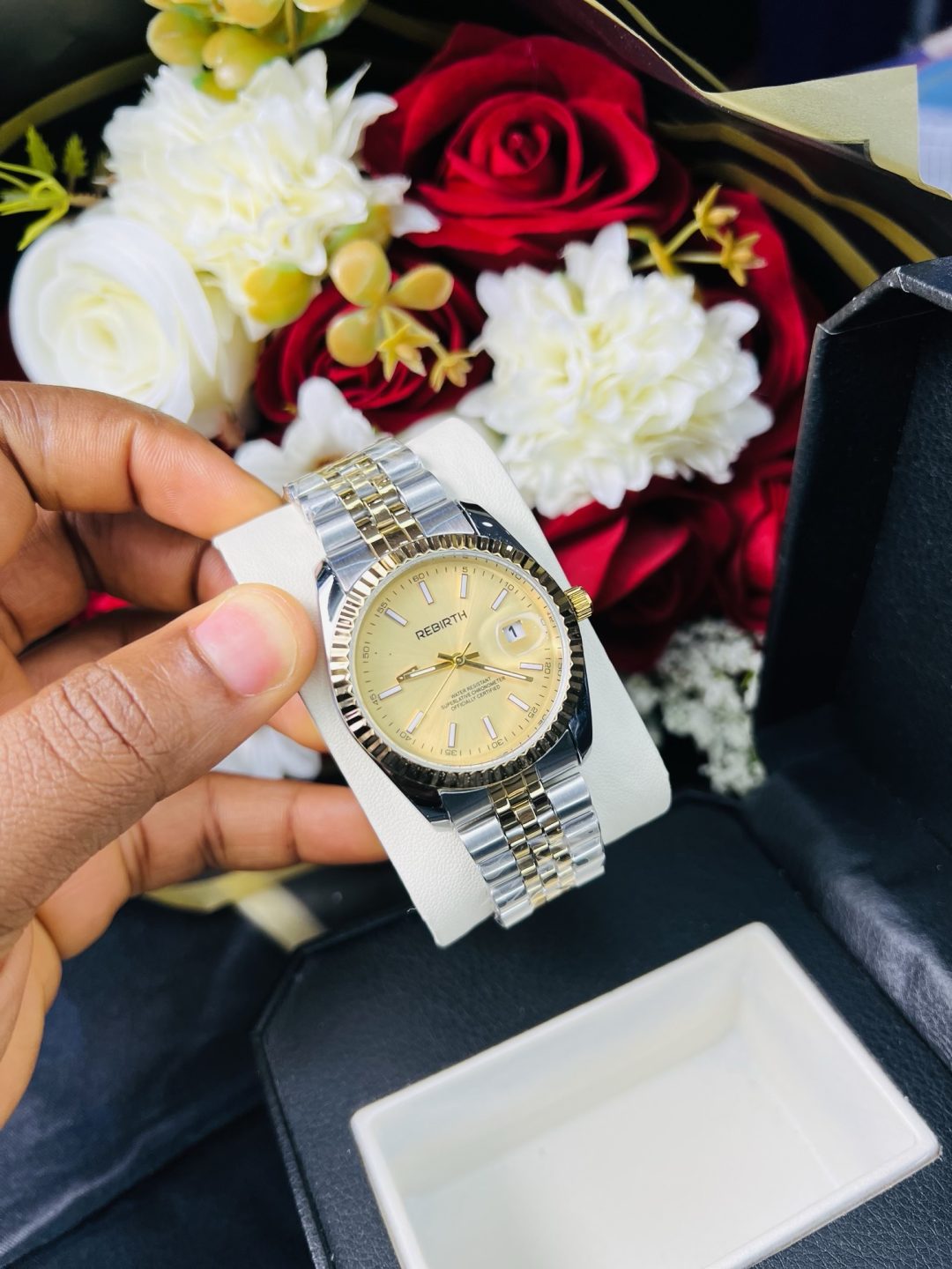 Rebirth two toned gold face watch