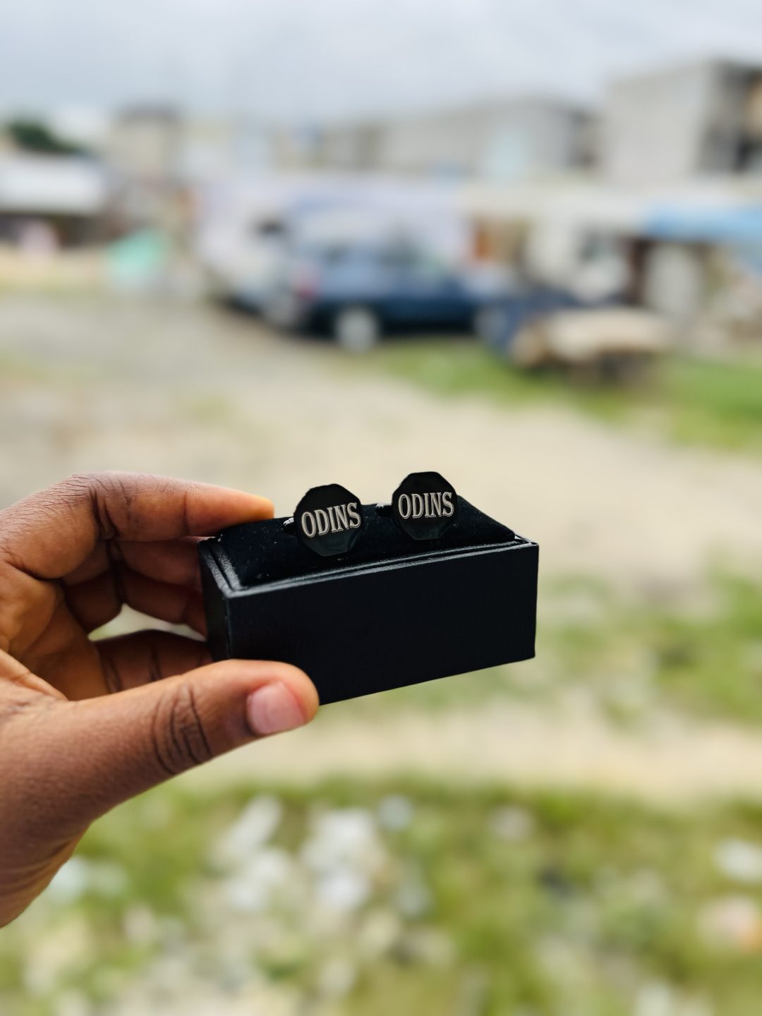 Engraved black hexagon cufflinks - Image 3