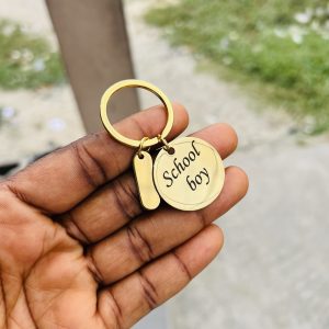 Engraved Gold circular key holder