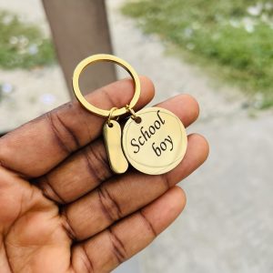 Engraved Gold circular key holder