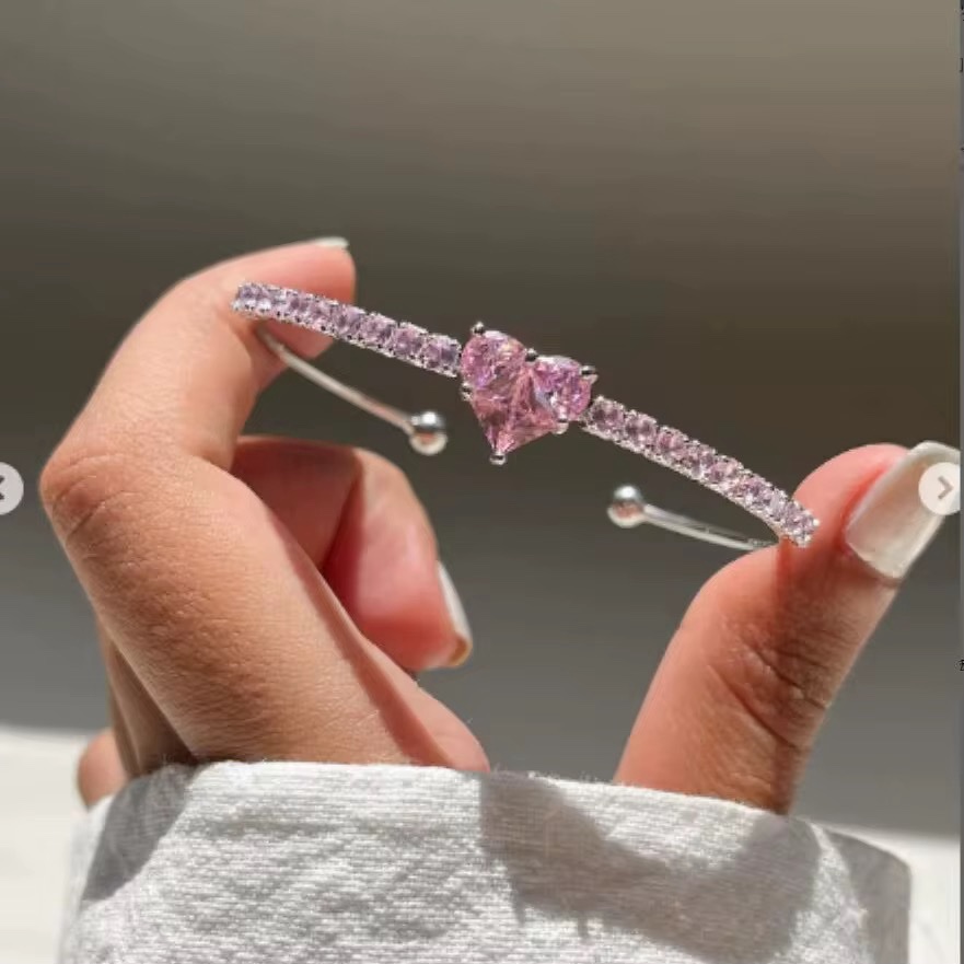 Pandora style pink stoned bracelet