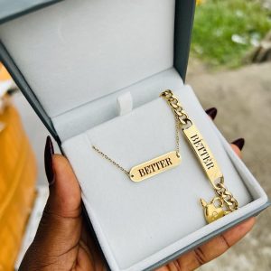 Engraved gold female combo