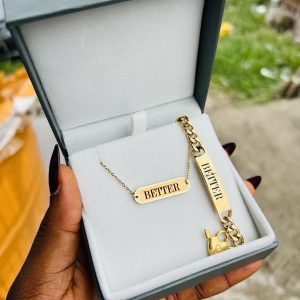 Engraved gold female combo
