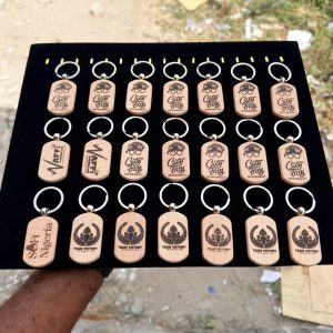 Engraved wooden key holder