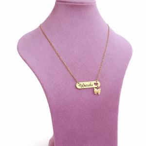 Engraved female love butterfly charm necklace