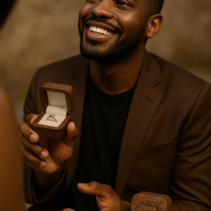 Engraved wooden ring box