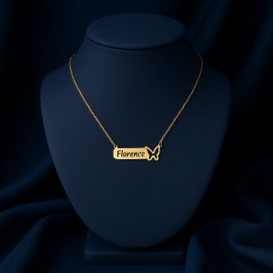 Engraved female butterfly necklace