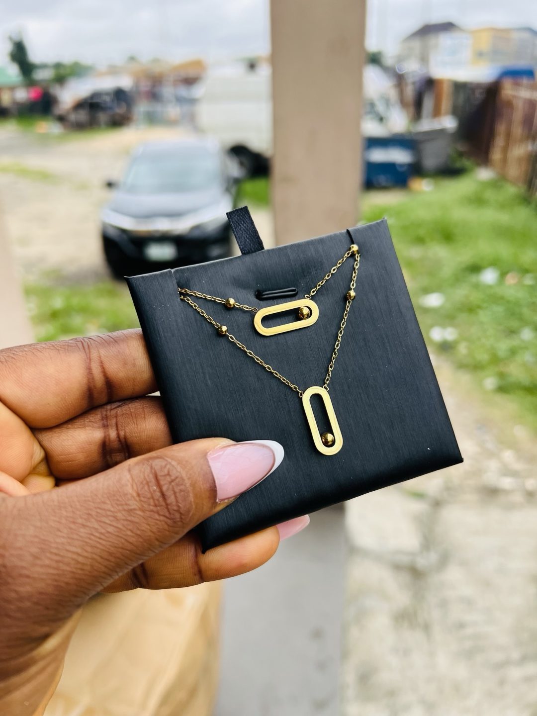Double step plain ball Dior necklace