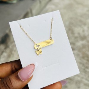 Engraved female love butterfly charm necklace