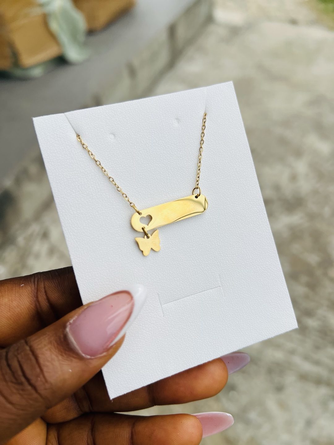 Engraved female love butterfly charm necklace - Image 2
