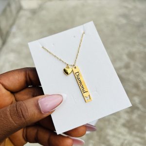 Engraved female flat butterfly necklace with love charms