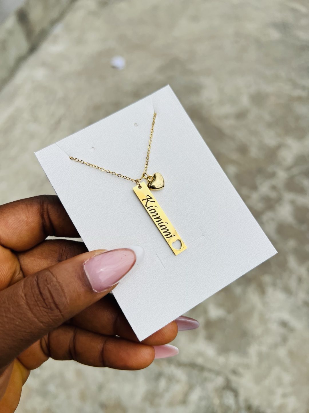 Engraved female flat love necklace with love charms