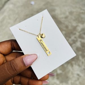 Engraved female flat love necklace with love charms