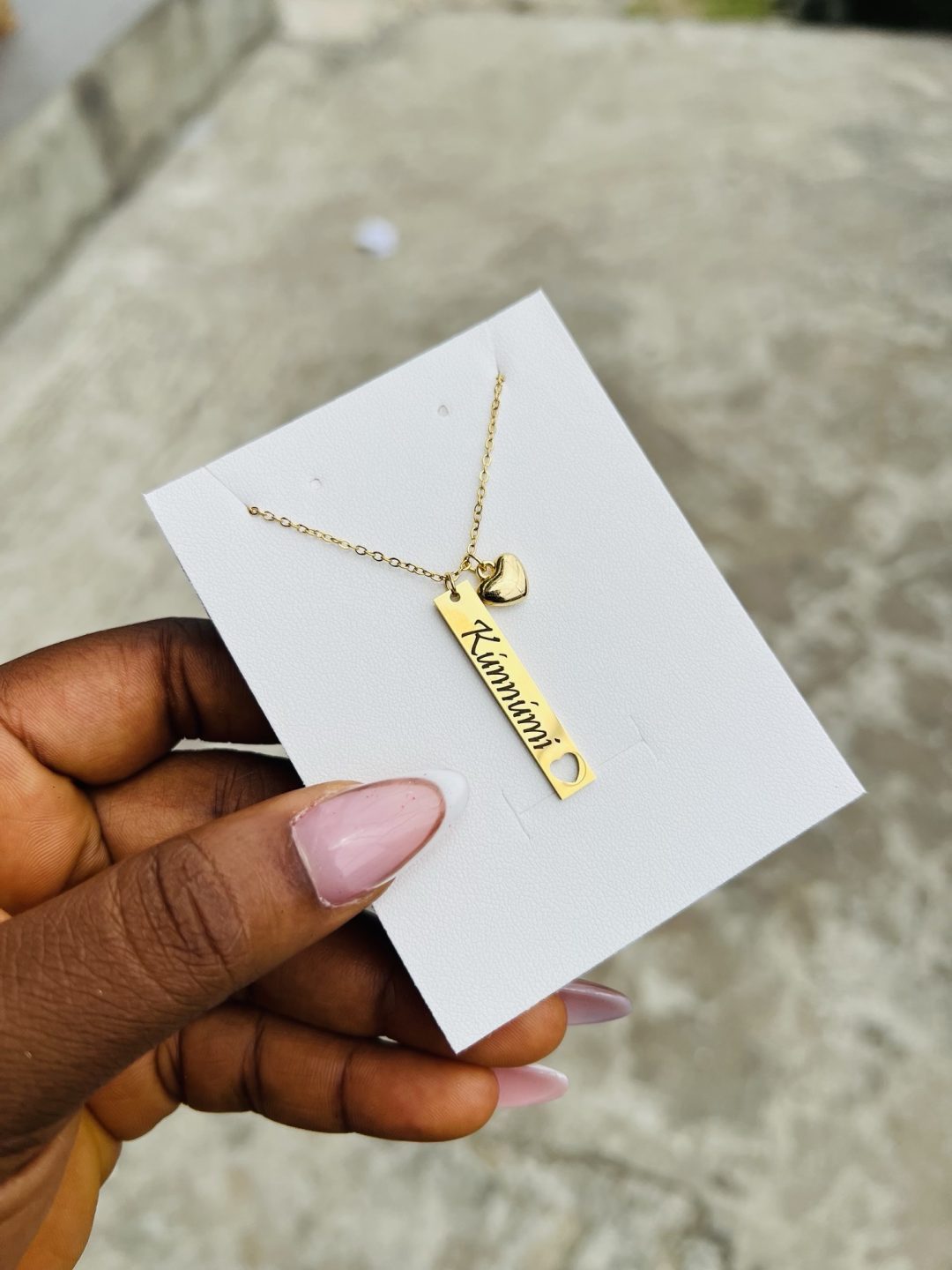 Engraved female flat love necklace with love charms - Image 3