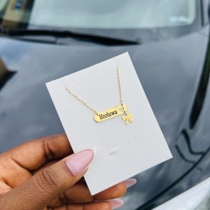 Engraved female bow tie dropping
