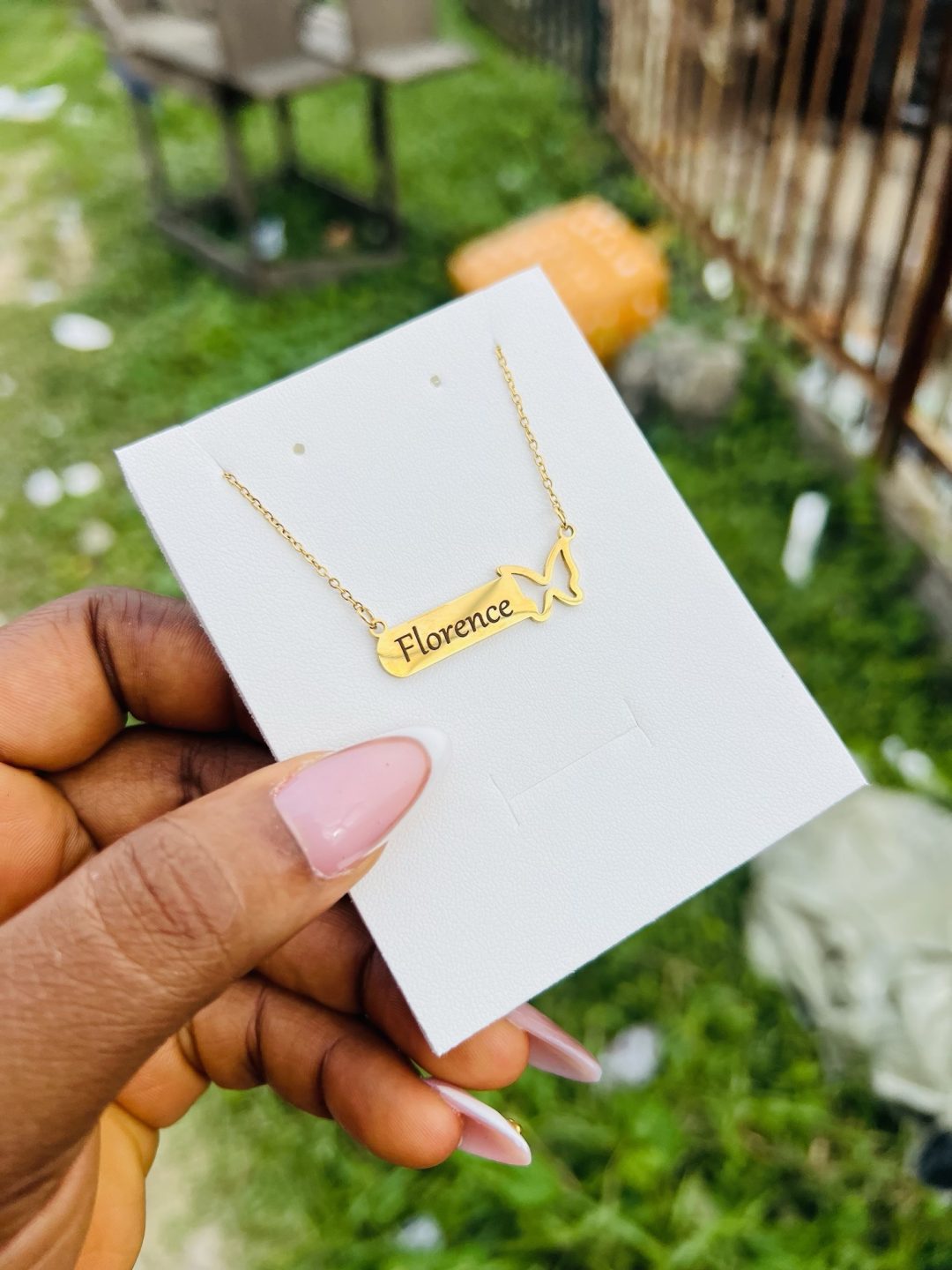 Engraved female butterfly necklace - Image 3