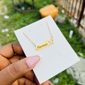Engraved female butterfly necklace