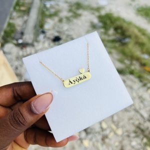 Engraved female love charm necklace