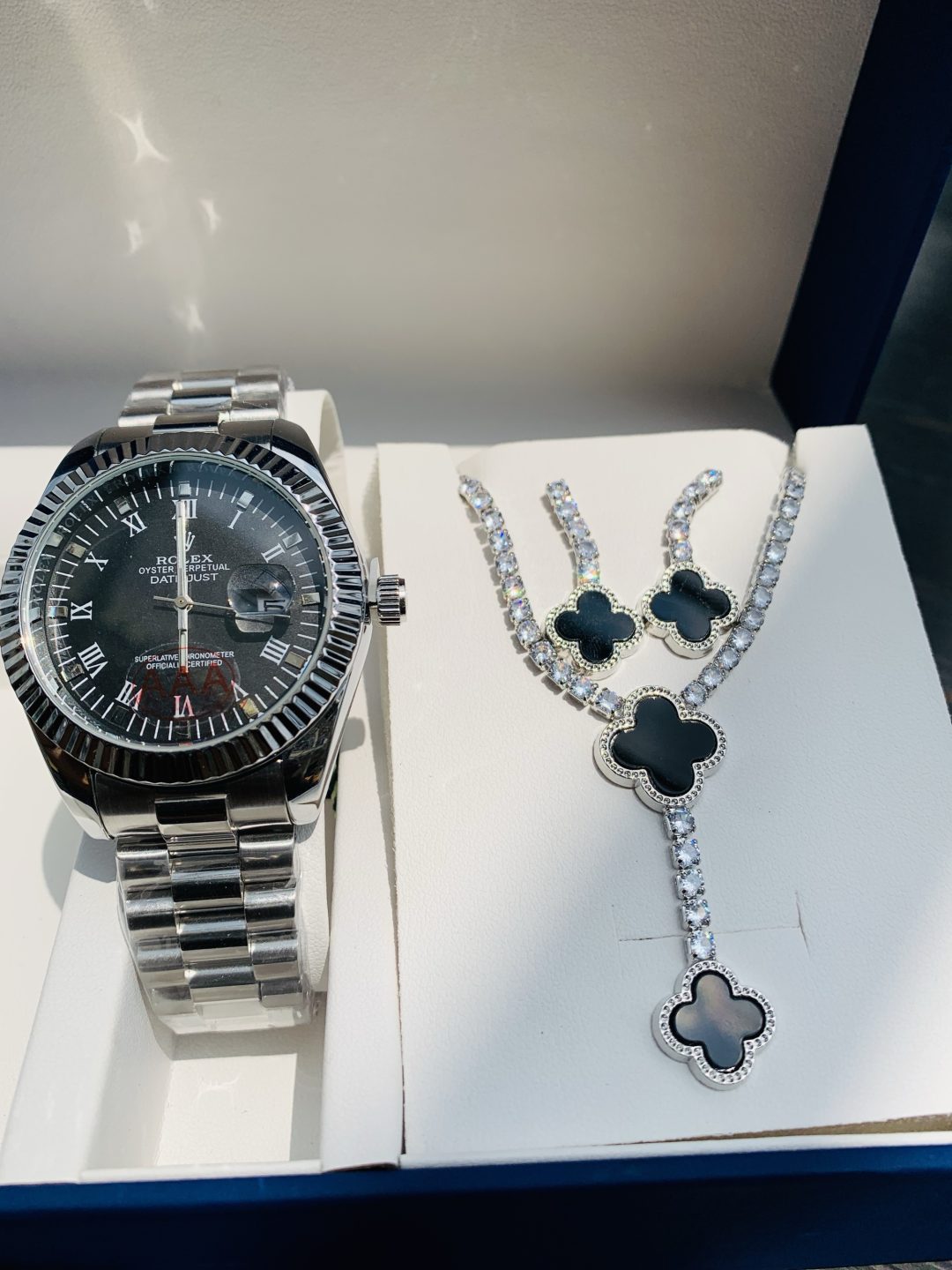 Rolex silver black face combo with paper box - Image 3
