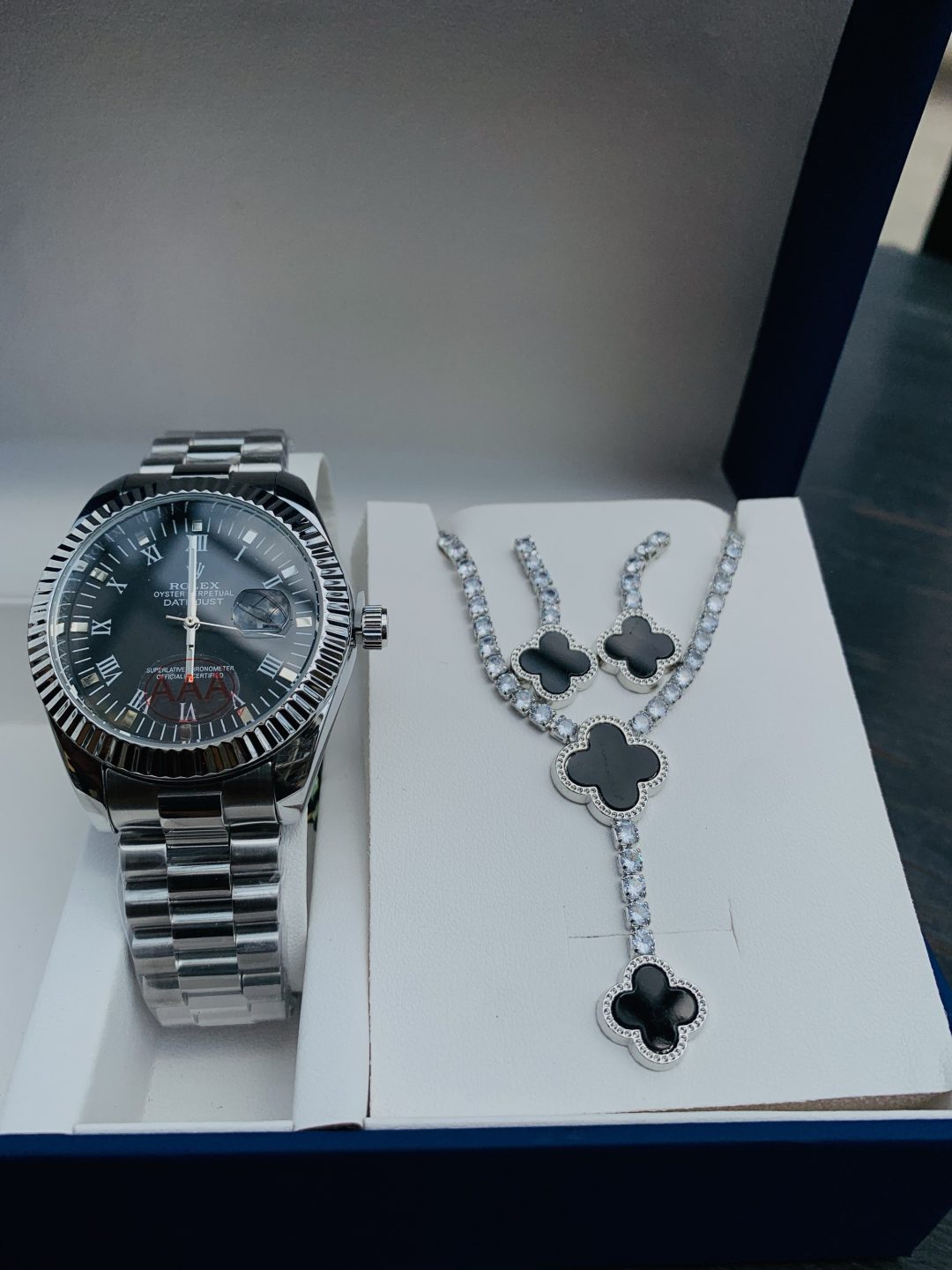 Rolex silver black face combo with paper box - Image 4