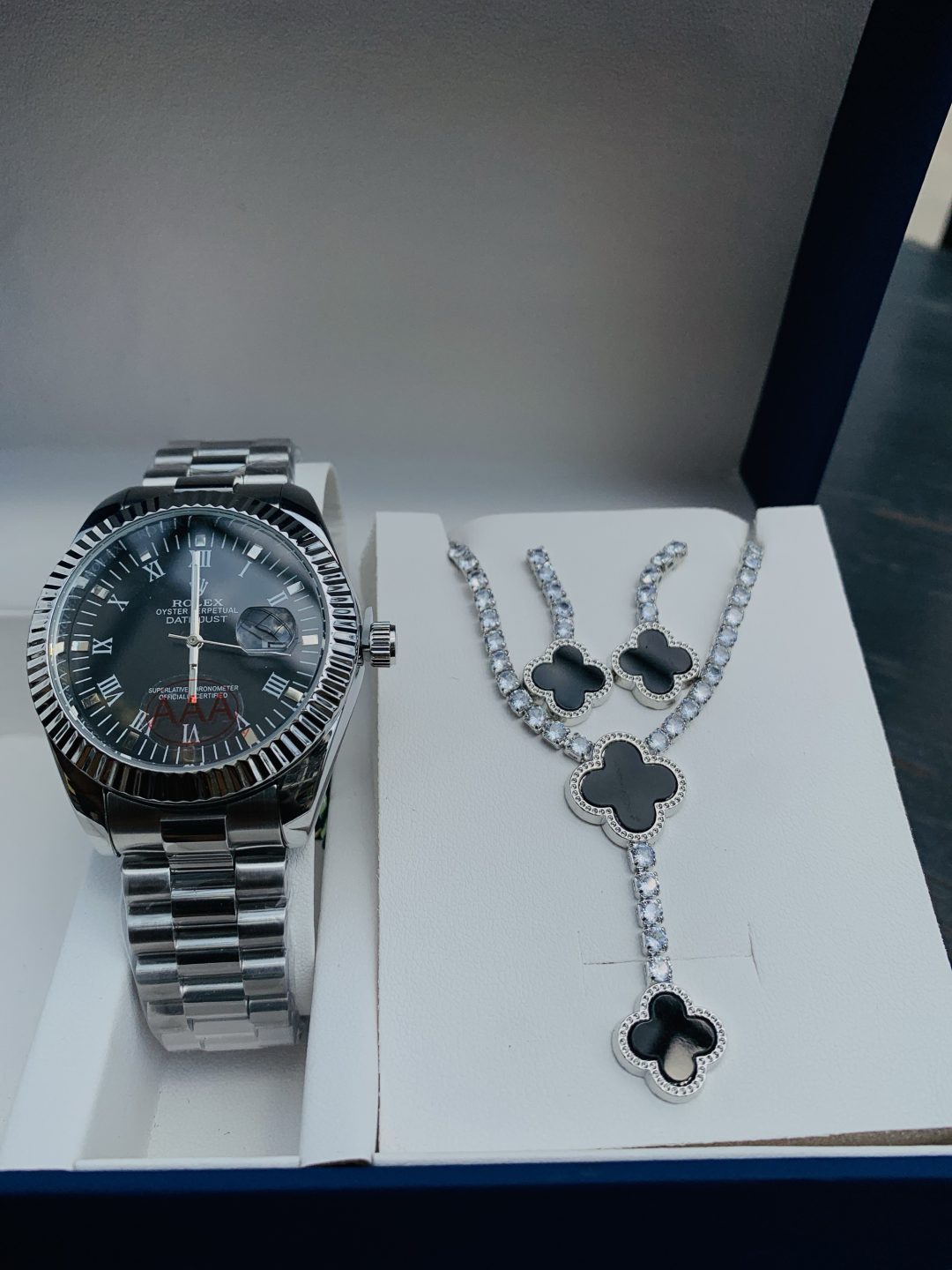 Rolex silver black face combo with paper box - Image 5