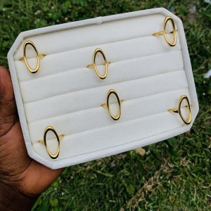A piece of oval steel ring size 10