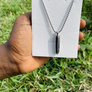 Bullet silver steel necklace 003