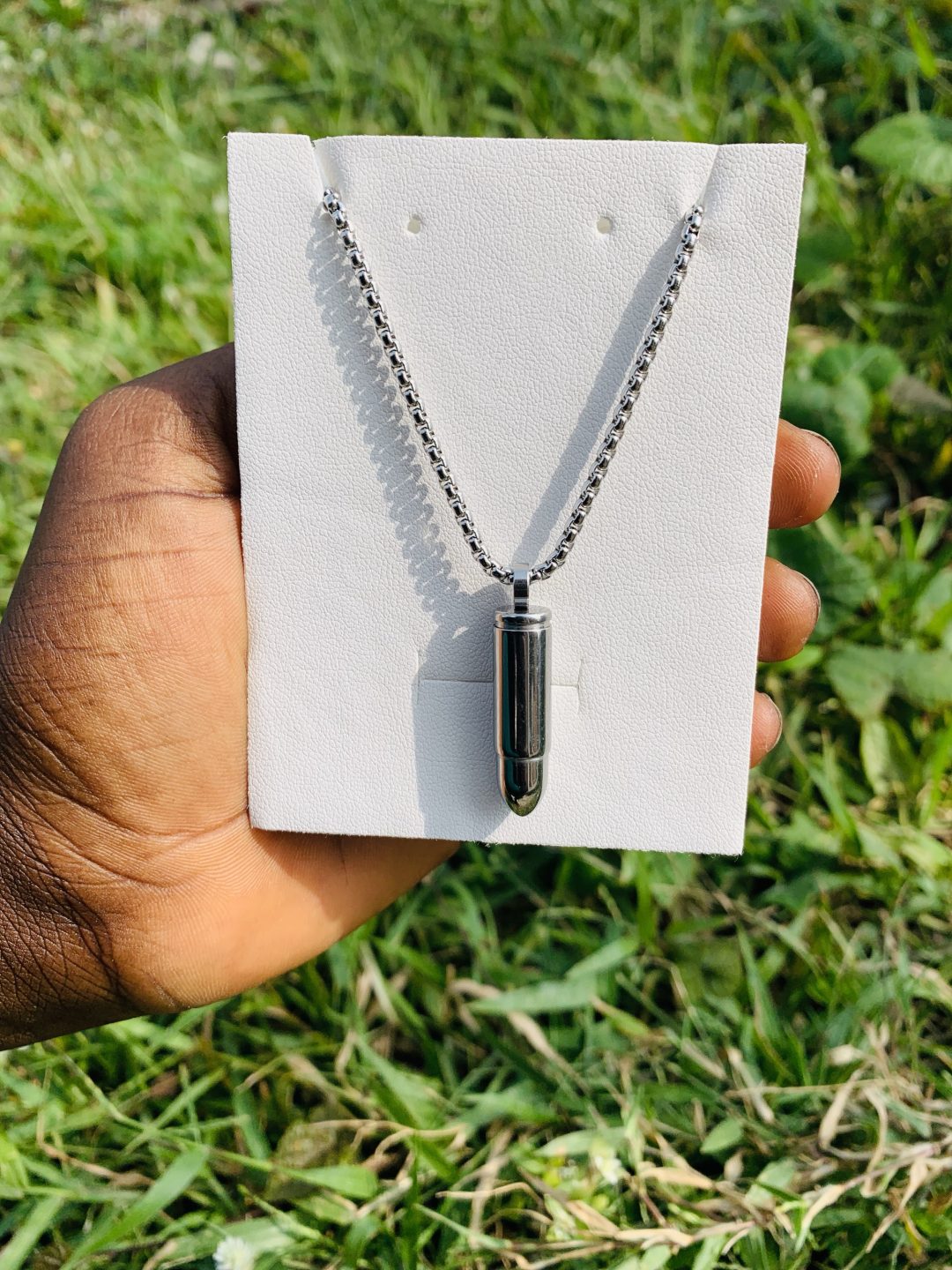 Bullet silver steel necklace 003