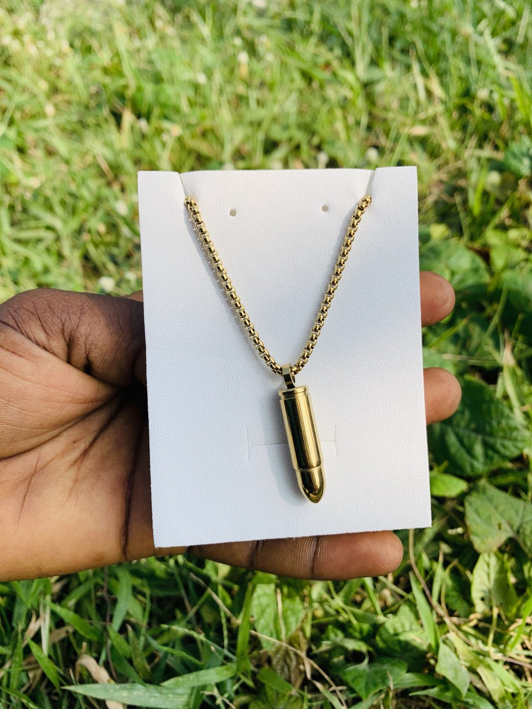 Bullet gold steel necklace 001