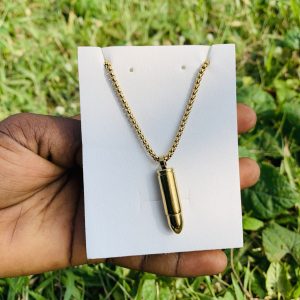 Bullet gold steel necklace 001