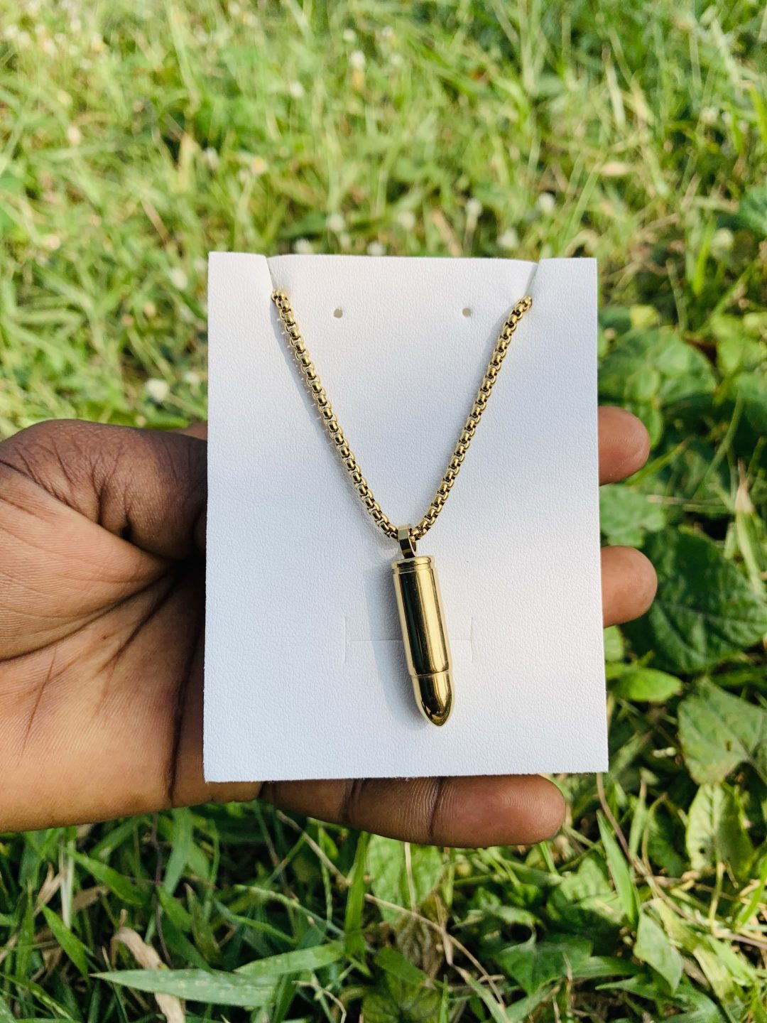 Bullet gold steel necklace 001 - Image 3