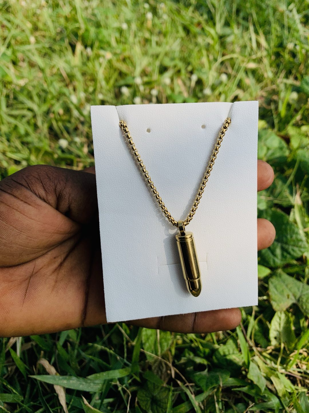 Bullet gold steel necklace 001 - Image 4