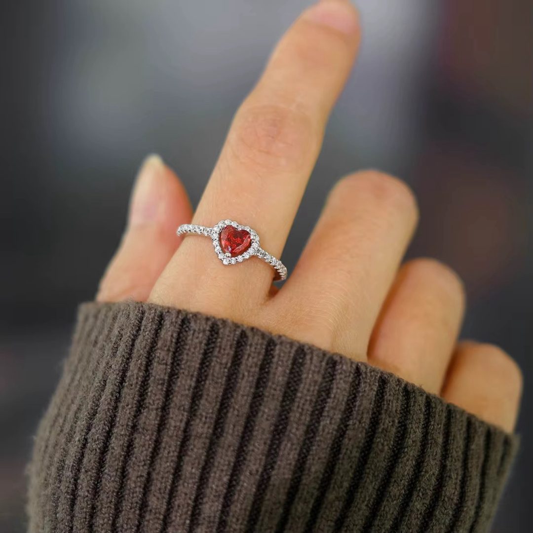 Red stone Pandora style promise ring