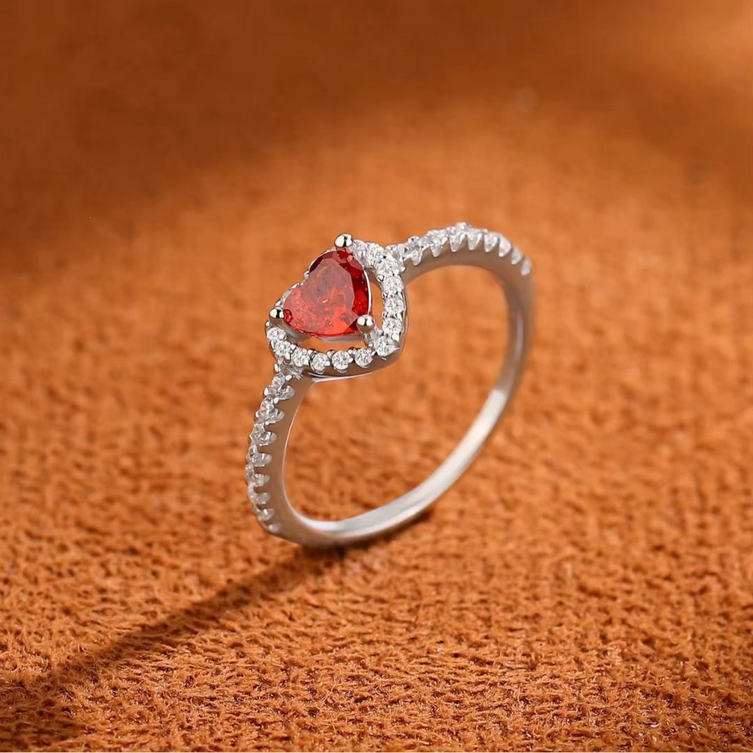 Red stone Pandora style promise ring - Image 9