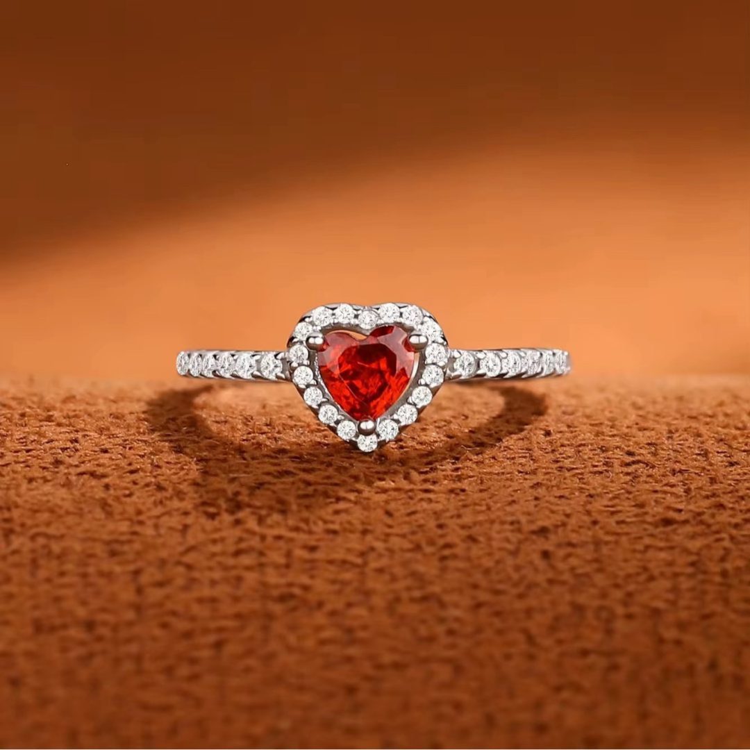 Red stone Pandora style promise ring - Image 10