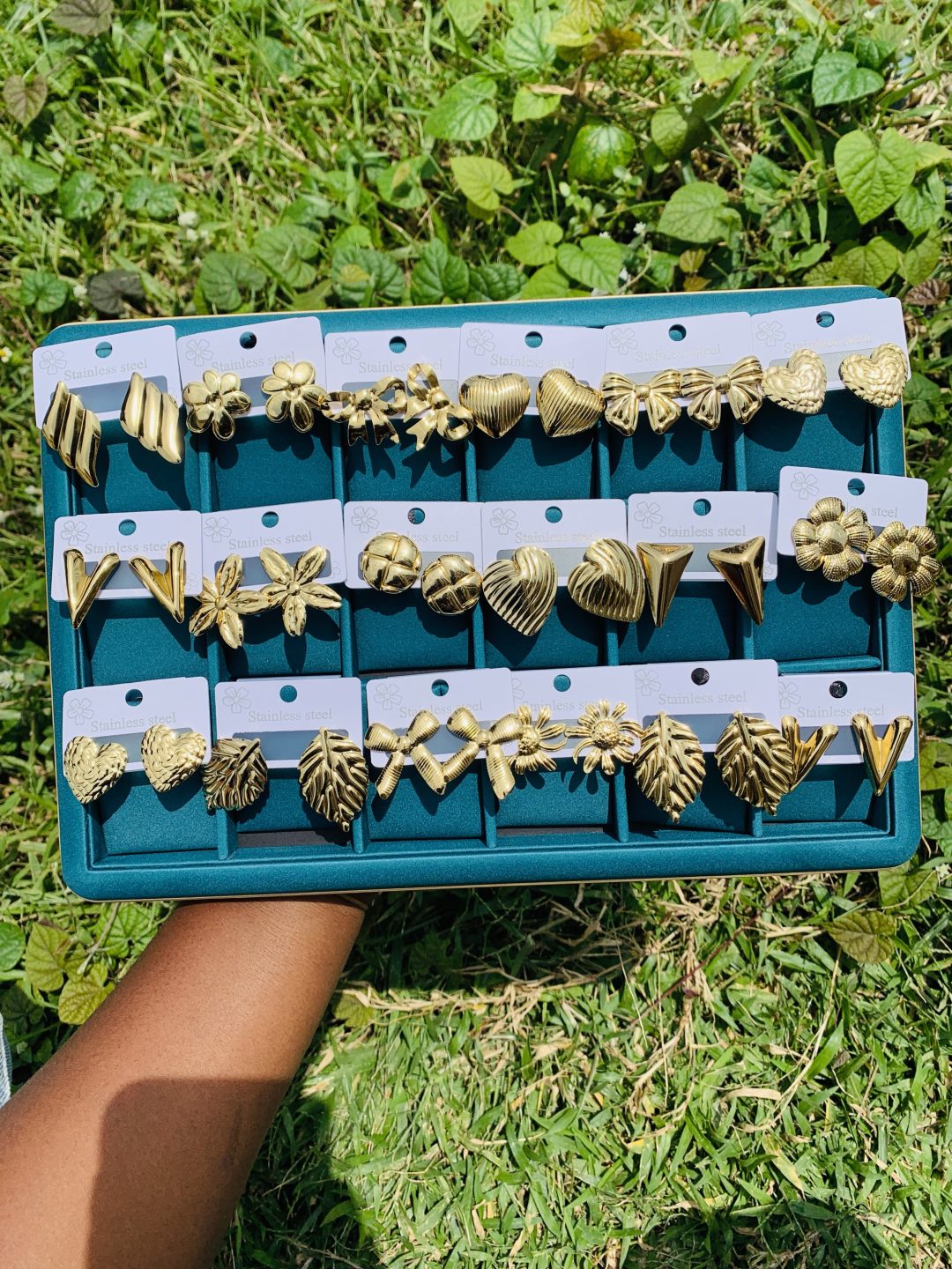 A Dozen of gold steel earrings (12pcs)