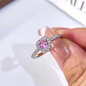 Pink stone Pandora style promise ring