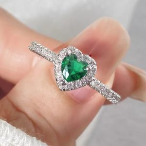 Green stone Pandora style promise ring