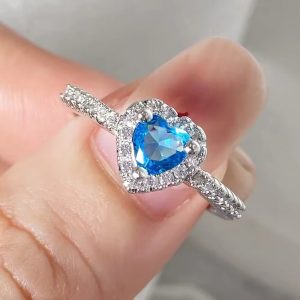 Blue stone Pandora style promise ring