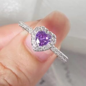 Purple stone Pandora style promise ring