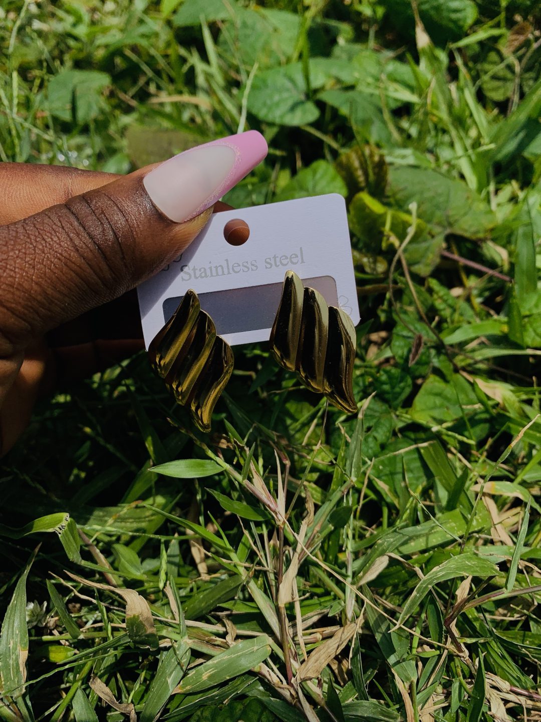 Gold Steel earring 001 - Image 2