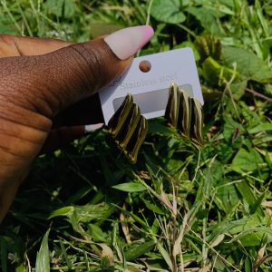 Gold Steel earring 001