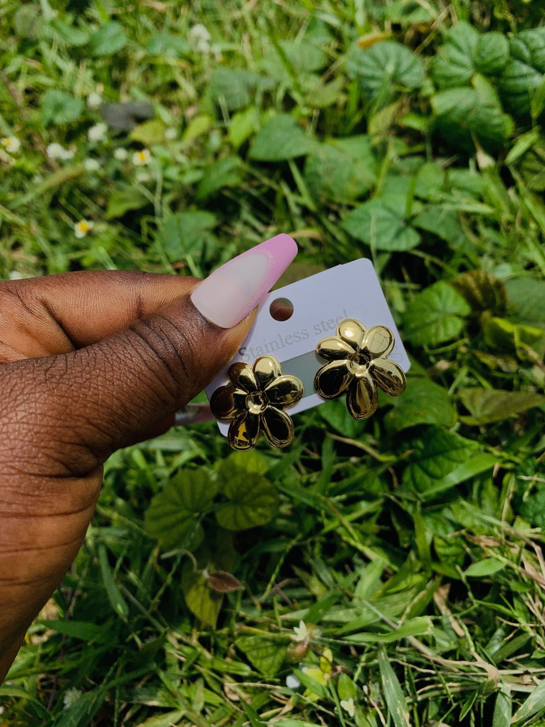 Gold steel earring 002 - Image 2