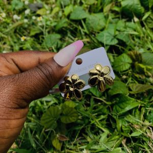 Gold steel earring 002